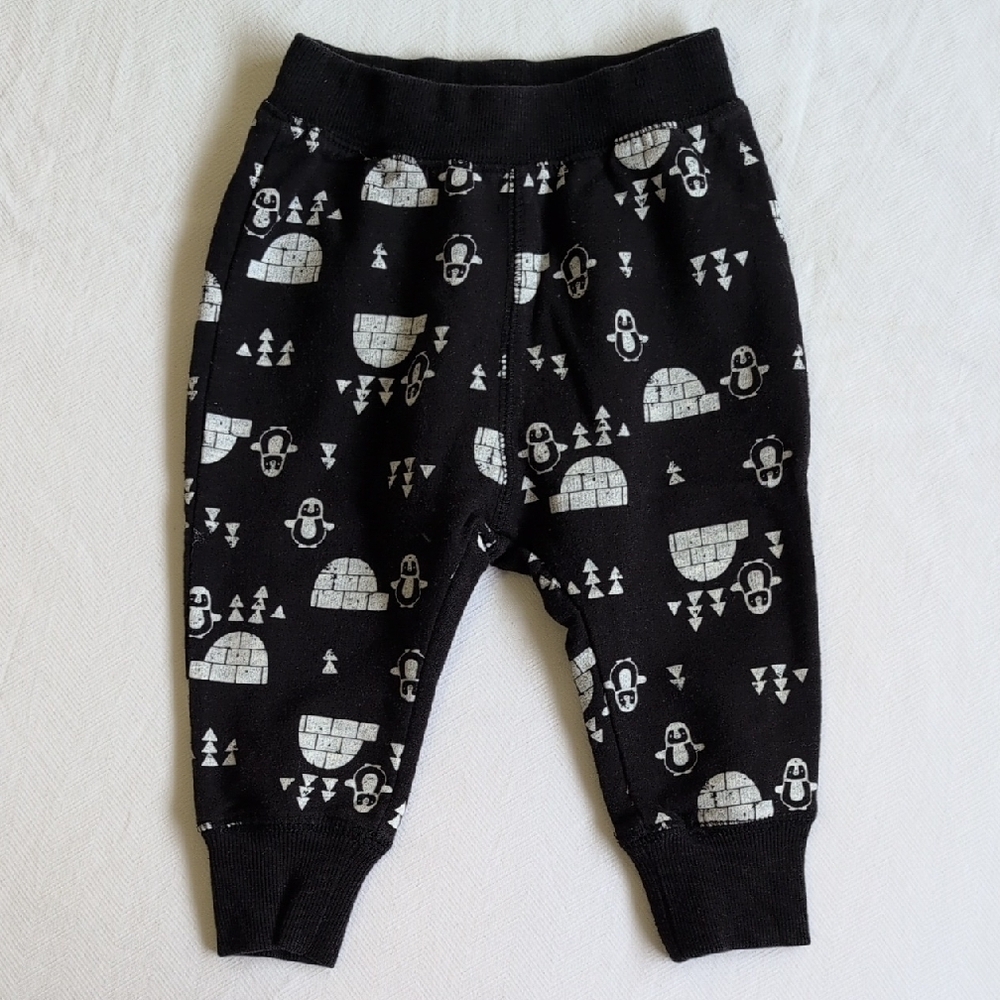 petit lem baby penguin igloo winter print joggers black 12 months